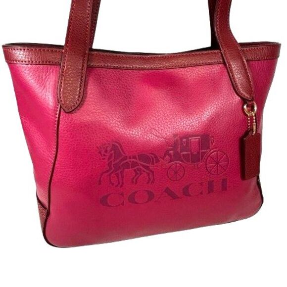 Coach Tote Bag 27 Color Block Horse and Carriage C5775 Bright Violet $328 - Picture 2 of 16